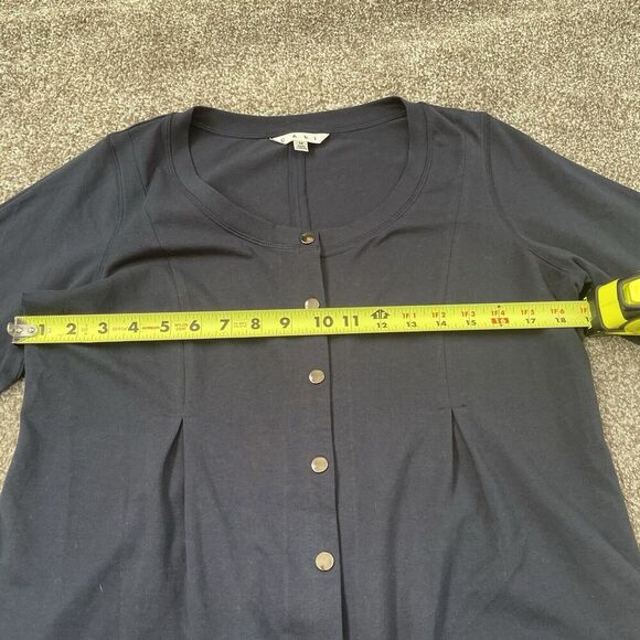 CABI Snap Button Cardigan Jacket #810 Medium Navy Blue Stretch Cotton Knit - Picture 5 of 8